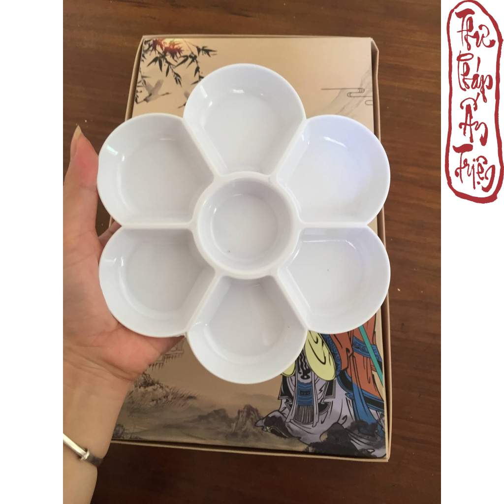 Khay Pha Màu - Chứa Màu Palette Hình Hoa Chuyên Dụng Cho Màu Nước - Màu Arcrylic Đường Kính 16.5 cm