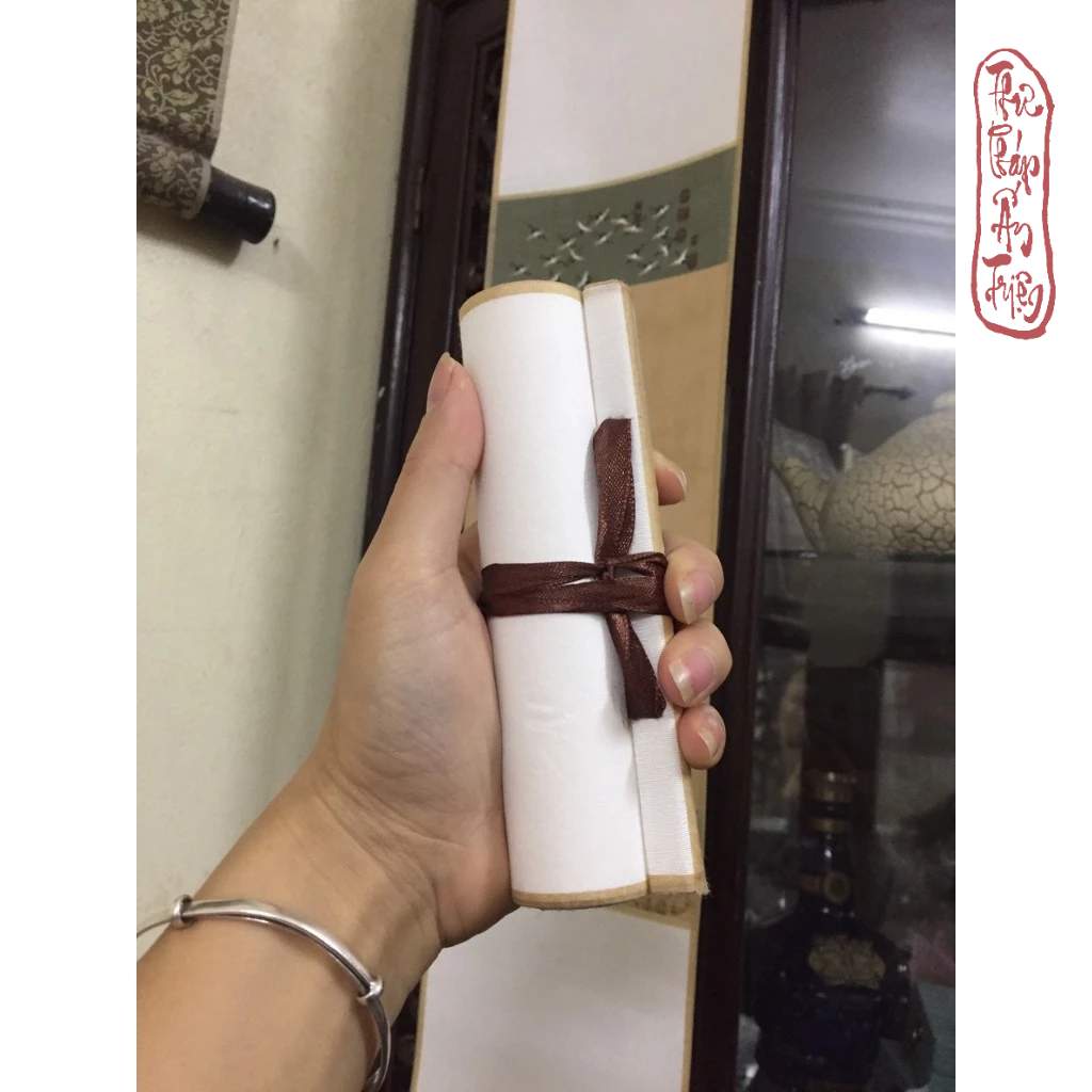 Biểu bo lụa nền tranh bạch hạc giả cổ viết thư pháp - Hình ảnh 6