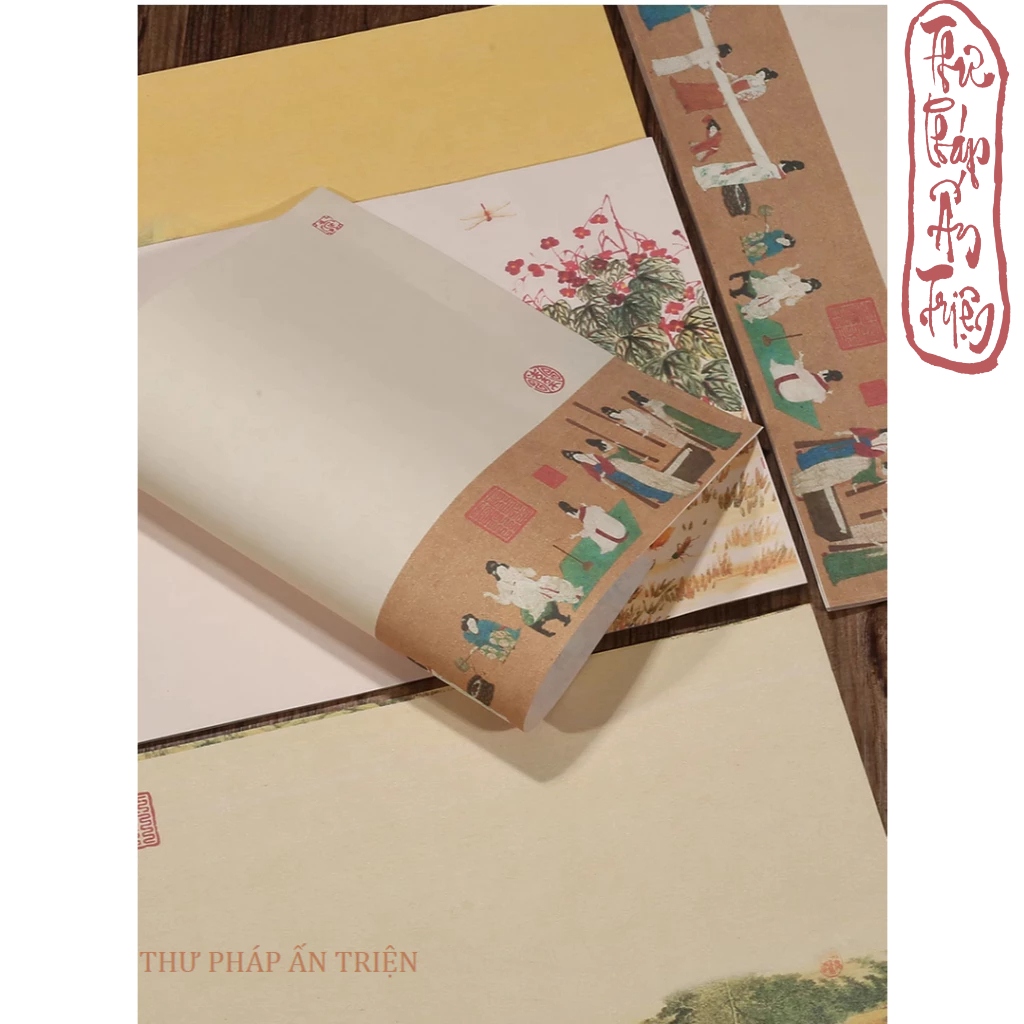 6 Mẫu Giấy Xuyến Chỉ Luyện Viết Thư Pháp Chữ Hán Việt In Nền Tranh Thủy Mặc Cổ Trang - Hình ảnh 6