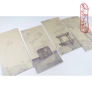 Tập 20 tờ Giấy Xuyến Chỉ In Nền Tranh Sen Trúc Thủy Mặc Viết Chữ Thư Pháp Việt / Trung - Hình ảnh 2