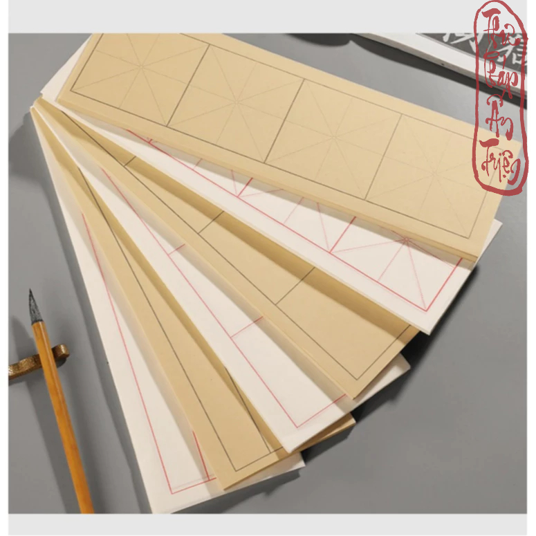 100 Tờ Giấy Xuyến Chỉ Kẻ Ô Mễ Lâm Thiếp Luyện Thư Pháp Chữ Hán Việt 11*35cm - Hình ảnh 8