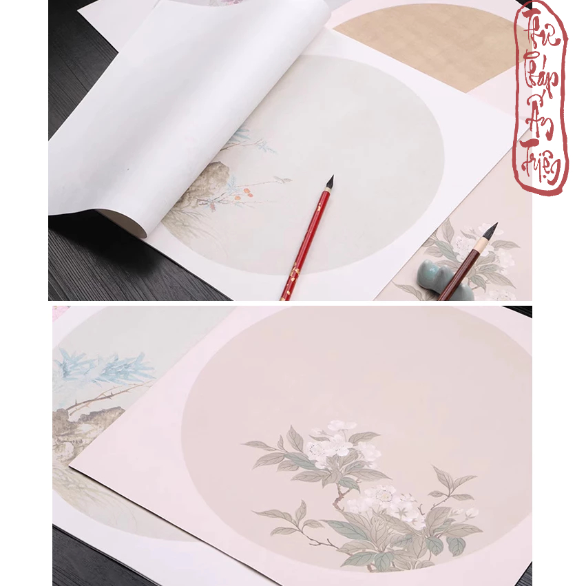 10 Tờ Giấy Xuyến Chỉ Cổ Hoa Phiến Diện 34x34cm Luyện Viết Thư Pháp Hán Việt Phong Cách Cổ Trang - Hình ảnh 6