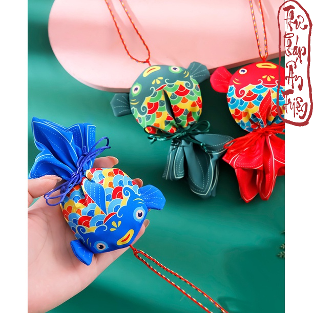Túi đựng tỏi cho bé hình cá chép - Túi gấm đựng đồ trang sức - Hình ảnh 6