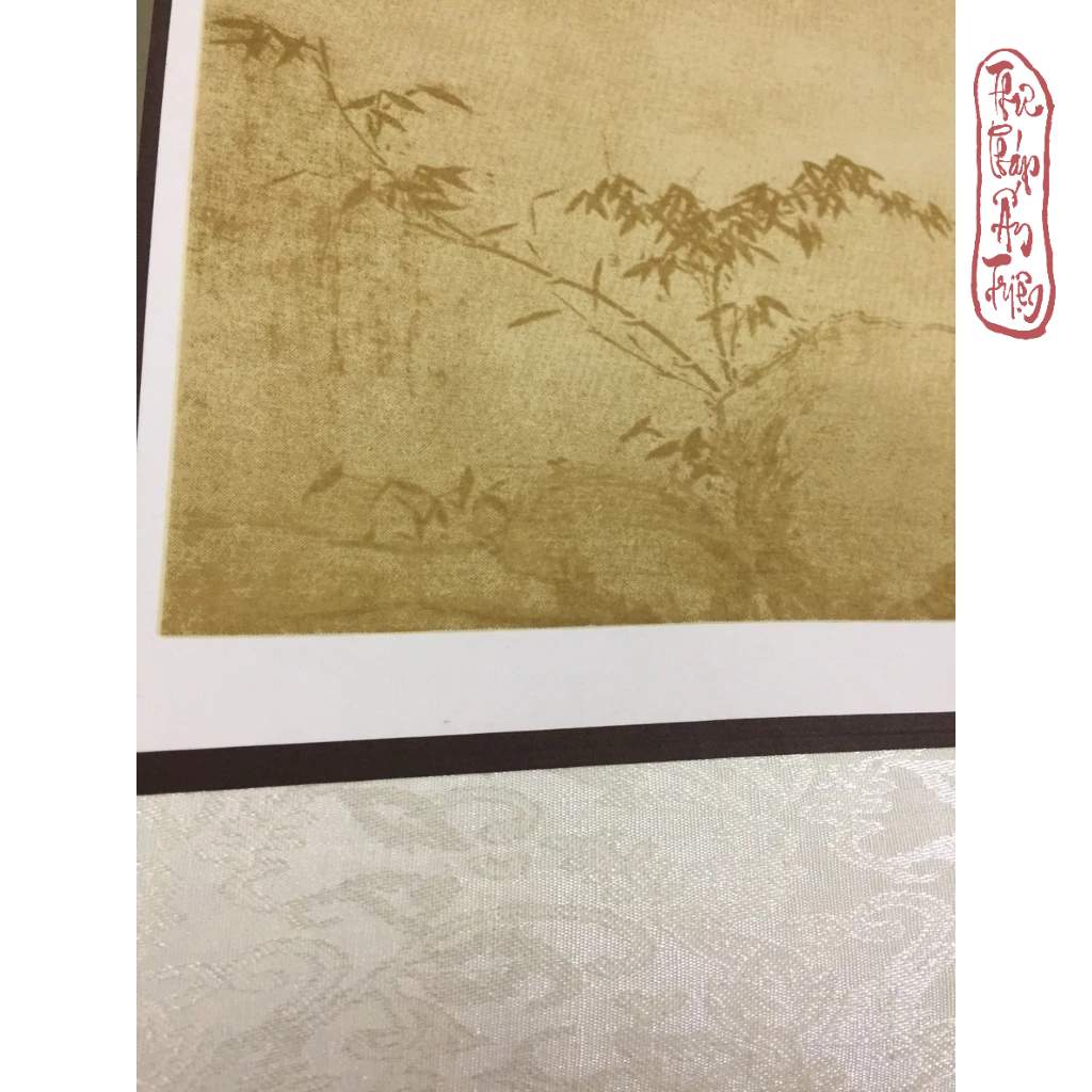 Biểu bo lụa in nền thủy mặc trúc thạch - Hình ảnh 8