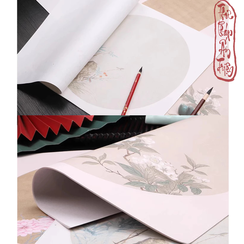 10 Tờ Giấy Xuyến Chỉ Cổ Hoa Phiến Diện 34x34cm Luyện Viết Thư Pháp Hán Việt Phong Cách Cổ Trang - Hình ảnh 5