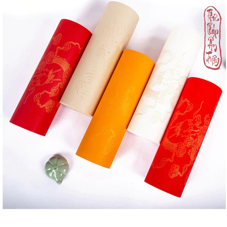 Cuộn 20m Giấy Xuyến Chỉ Hoa Văn Rồng Cưỡi Mây - Hình ảnh 9