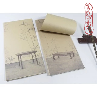 Tập 20 tờ Giấy Xuyến Chỉ In Nền Tranh Sen Trúc Thủy Mặc Viết Chữ Thư Pháp Việt / Trung - Hình ảnh 5