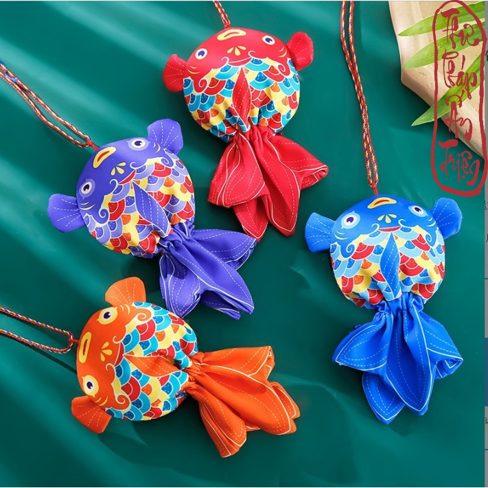 Túi đựng tỏi cho bé hình cá chép - Túi gấm đựng đồ trang sức - Hình ảnh 3