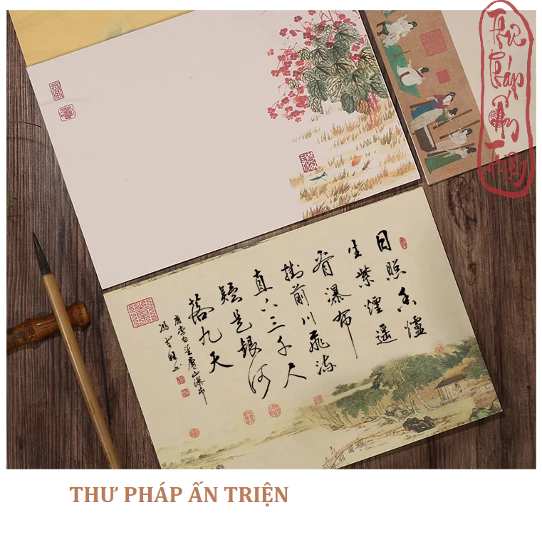6 Mẫu Giấy Xuyến Chỉ Luyện Viết Thư Pháp Chữ Hán Việt In Nền Tranh Thủy Mặc Cổ Trang - Hình ảnh 9