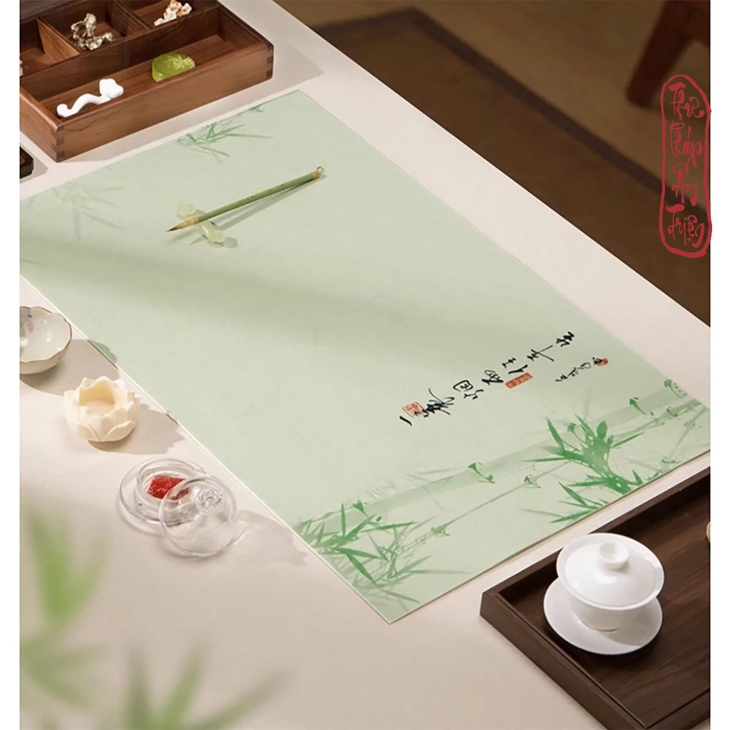 Thảm lót thư pháp - Thảm nỉ luyện viết chữ 45*69cm in nền tranh thủy mặc hoa trúc decor bàn học góc làm việc - Hình ảnh 9