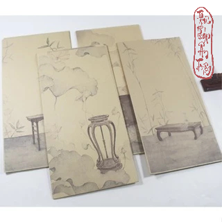 Tập 20 tờ Giấy Xuyến Chỉ In Nền Tranh Sen Trúc Thủy Mặc Viết Chữ Thư Pháp Việt / Trung - Hình ảnh 4