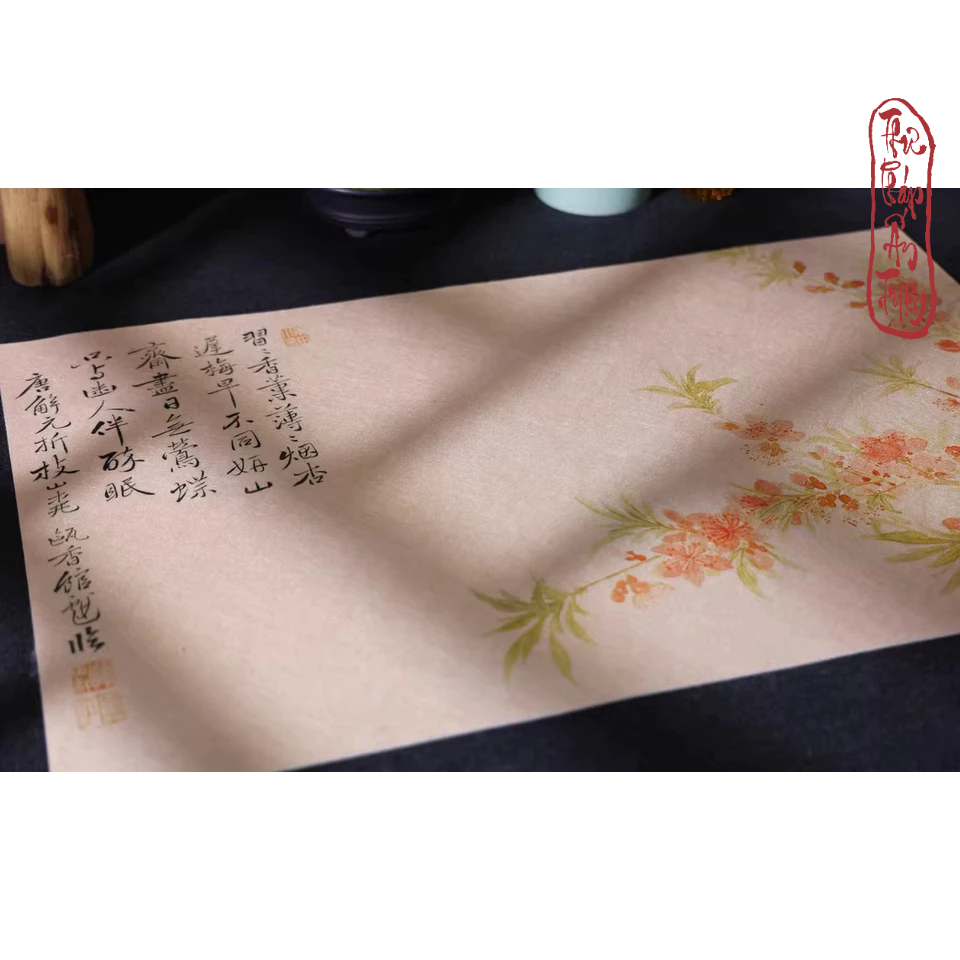 Thảm lót thư pháp - Thảm nỉ luyện viết chữ 45*69cm in nền tranh thủy mặc hoa trúc decor bàn học góc làm việc - Hình ảnh 7