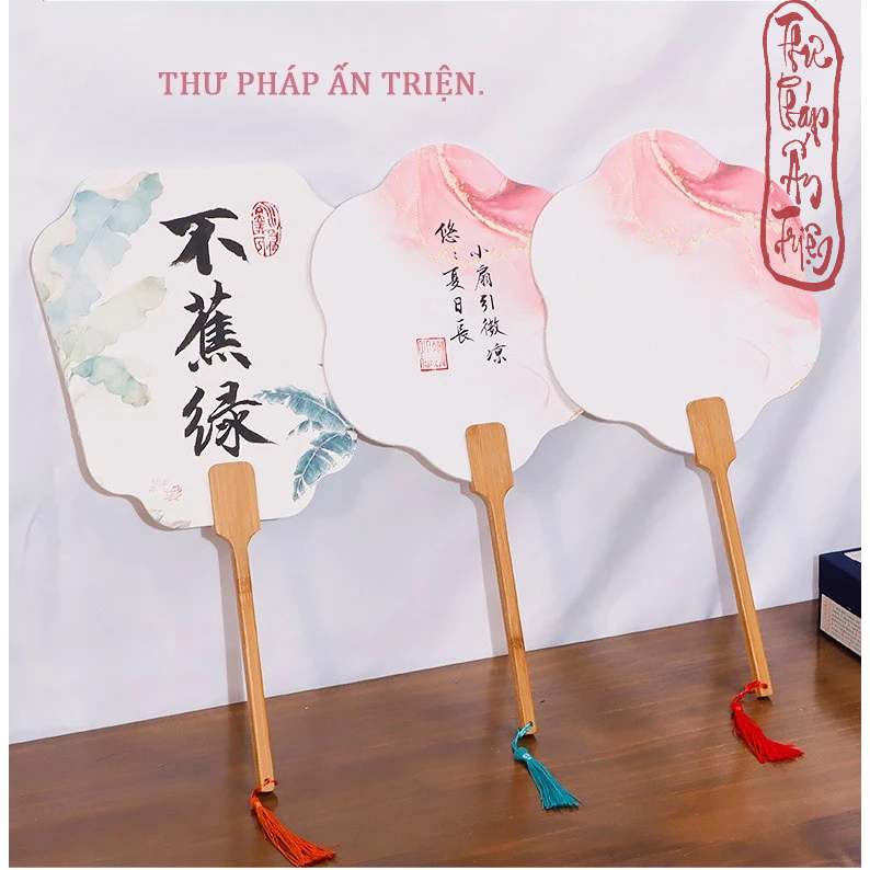 QUẠT TRÒN GIẤY XUYẾN CHỈ VIẾT CHỮ THƯ PHÁP PHONG CÁCH CỔ TRANG - Hình ảnh 6