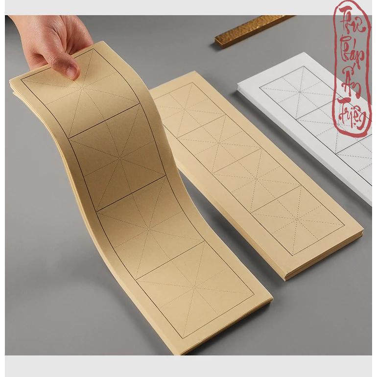 100 Tờ Giấy Xuyến Chỉ Kẻ Ô Mễ Lâm Thiếp Luyện Thư Pháp Chữ Hán Việt 11*35cm - Hình ảnh 9