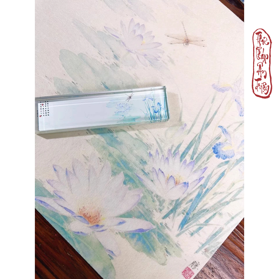Thảm lót thư pháp - Thảm nỉ luyện viết chữ 45*69cm in nền tranh thủy mặc hoa trúc decor bàn học góc làm việc - Hình ảnh 8