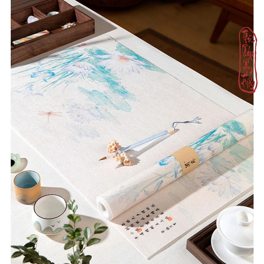 Thảm lót thư pháp - Thảm nỉ luyện viết chữ 45*69cm in nền tranh thủy mặc hoa trúc decor bàn học góc làm việc - Hình ảnh 3