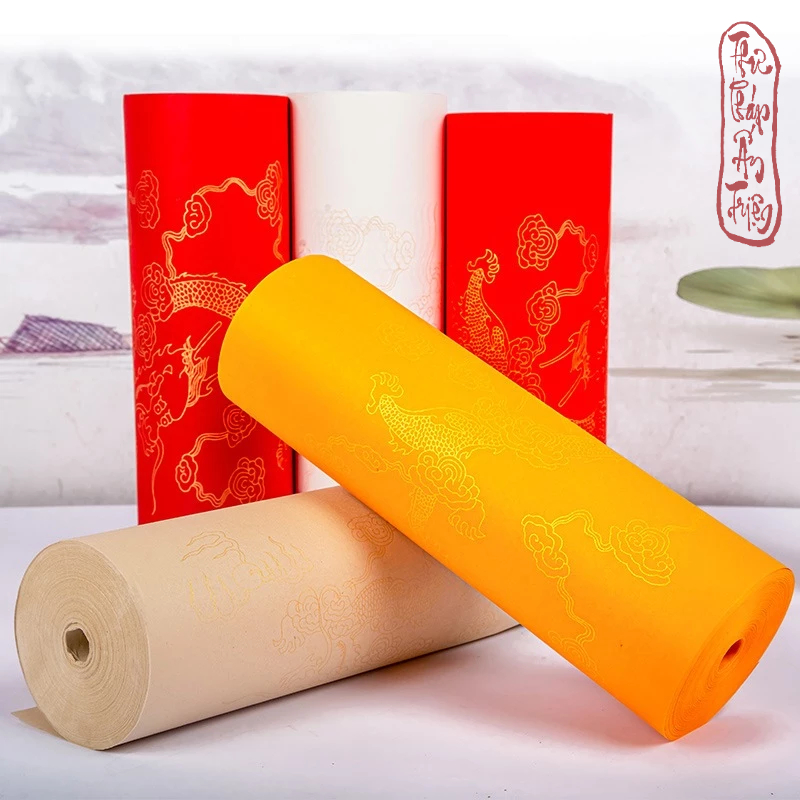 Cuộn 20m Giấy Xuyến Chỉ Hoa Văn Rồng Cưỡi Mây - Hình ảnh 8