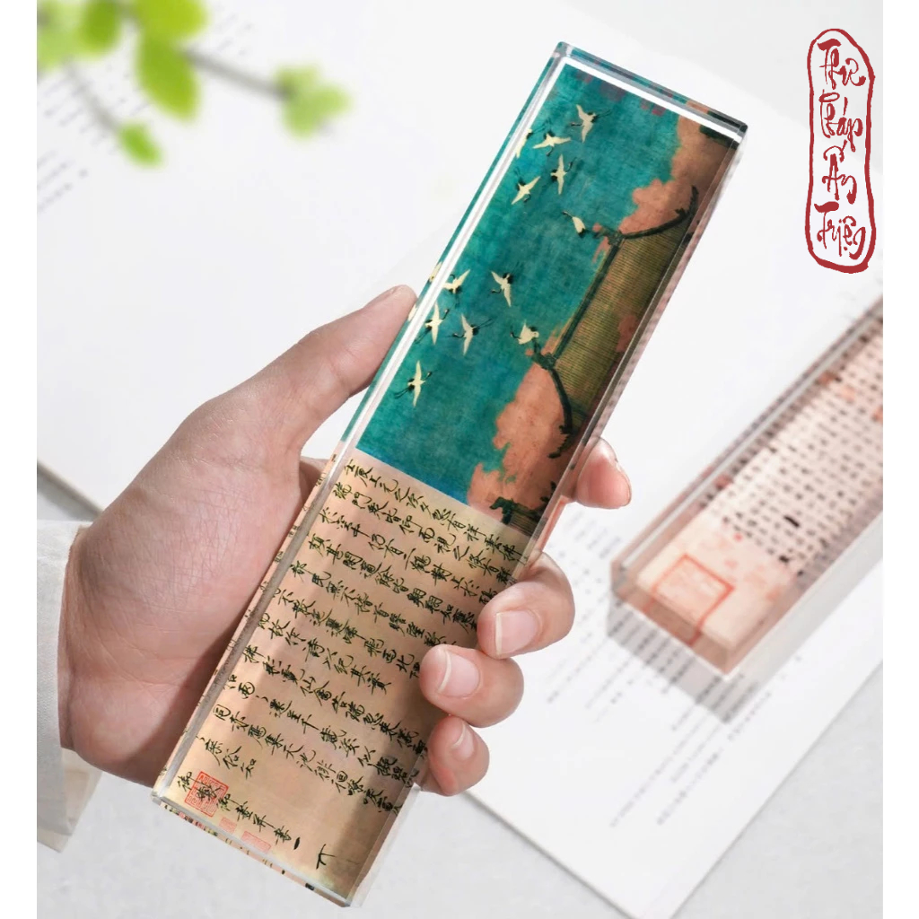 Chặn Giấy Thư Pháp Chặn Giấy Thủy Tinh Hữu Cơ Thước Kẻ Phong Cách Cổ Tranh Thư Họa Lan Đình Tự Thiên Lí Giang Sơn - Hình ảnh 9