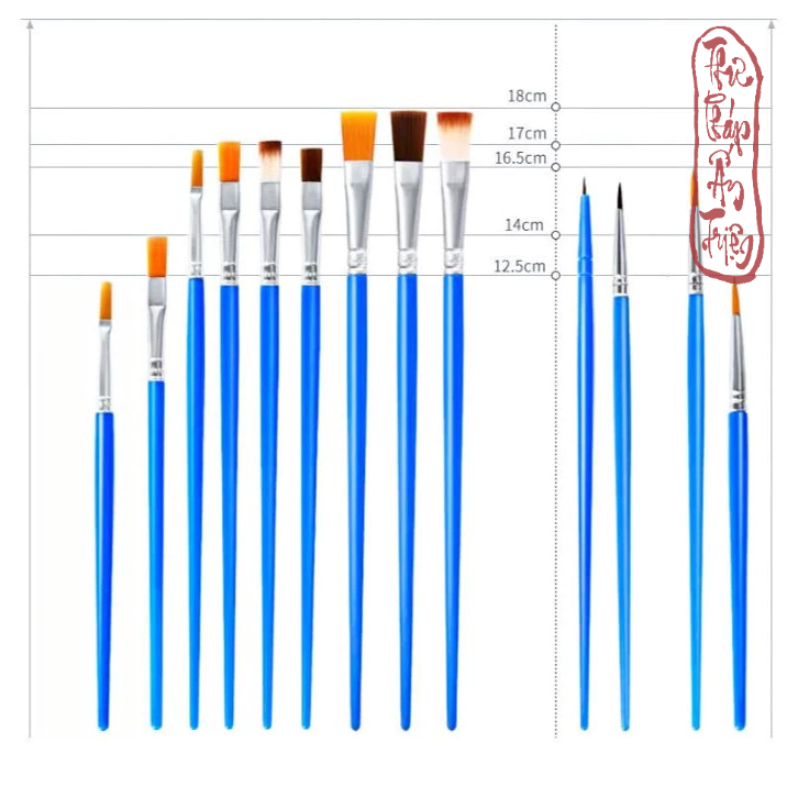 Bộ 10 cọ vẽ màu nước, sơn dầu chuyên nghiệp sợi Artist Brush - Hình ảnh 3
