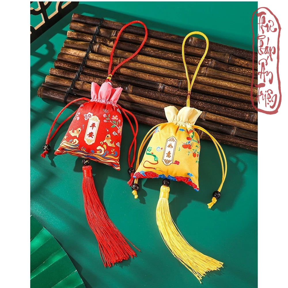 TÚI GẤM IN HOA CỔ TRANG CẦU BÌNH AN MAY MẮN CẦU TÀI LỘC HANH THÔNG TÚI ĐỰNG TRANG SỨC LÌ XÌ - Hình ảnh 3