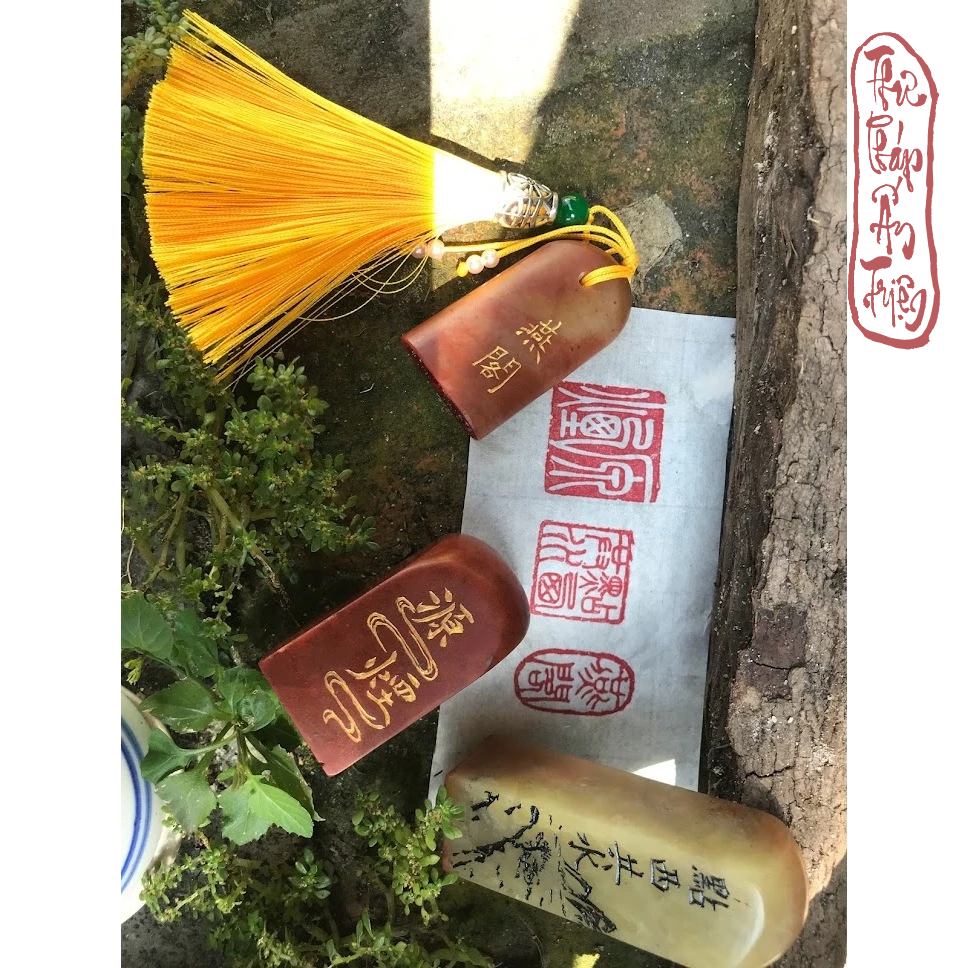 Ấn triện thư pháp chất liệu đá thọ sơn/ thanh điền - Nhàn chương/ tuỳ hình chương thư pháp - Hình ảnh 7