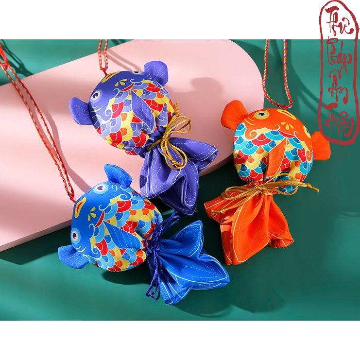 Túi đựng tỏi cho bé hình cá chép - Túi gấm đựng đồ trang sức - Hình ảnh 5