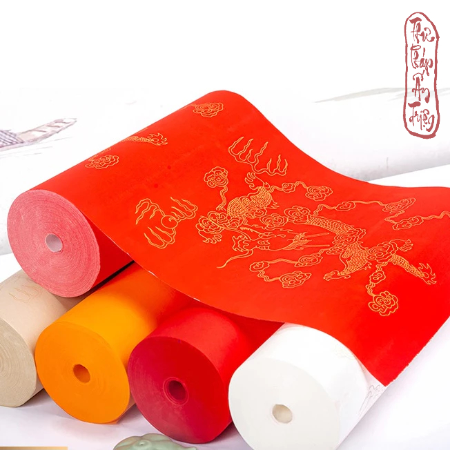 Cuộn 20m Giấy Xuyến Chỉ Hoa Văn Rồng Cưỡi Mây - Hình ảnh 5