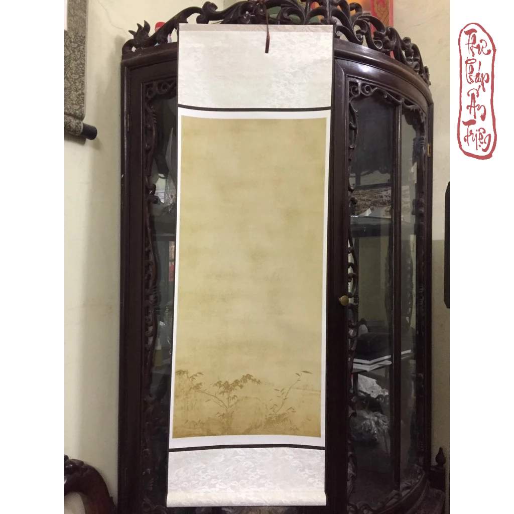Biểu bo lụa in nền thủy mặc trúc thạch - Hình ảnh 6