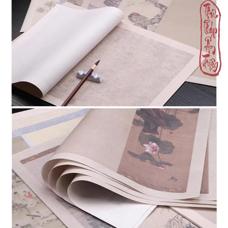(Mix 5 Mẫu 10 Tờ) Giấy Xuyến Chỉ Phồn Hoa Cổ Họa 36x46cm Viết Chữ Thư Pháp Nghệ Thuật Cổ Trang - Hình ảnh 4