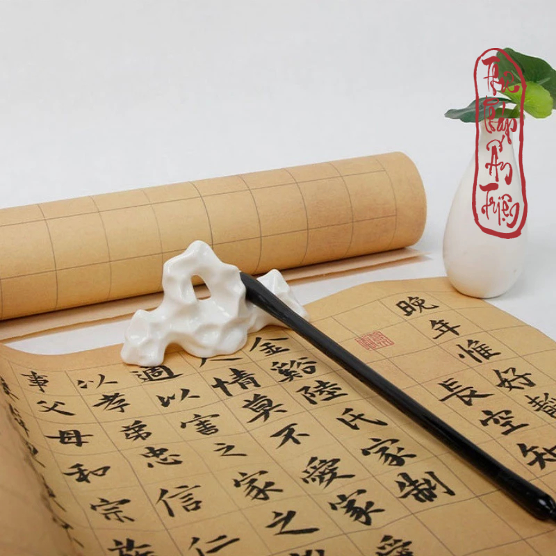 10 Mét Giấy Xuyến Chỉ Kẻ Ô Ấn Chương Đồ Lan Đình Tự Luyện Chữ Thư Pháp Hán Việt - Hình ảnh 3