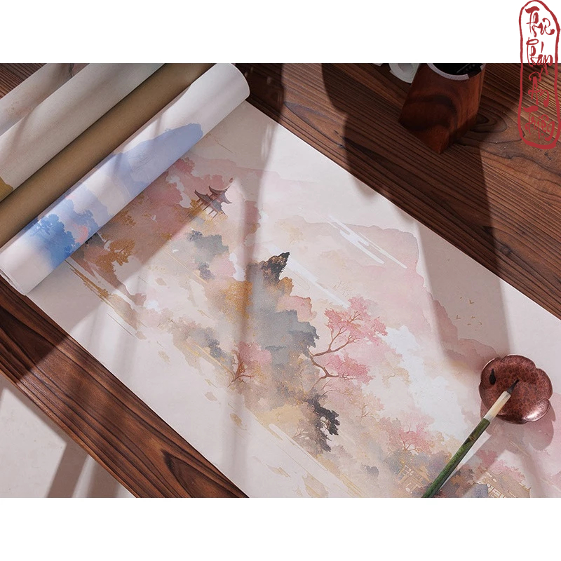 10m Giấy Xuyến Chỉ Phủ Sáp Sơn Thủy Như Mộng Kẻ Ô Luyện Viết Thư Pháp Hán Việt - Hình ảnh 3