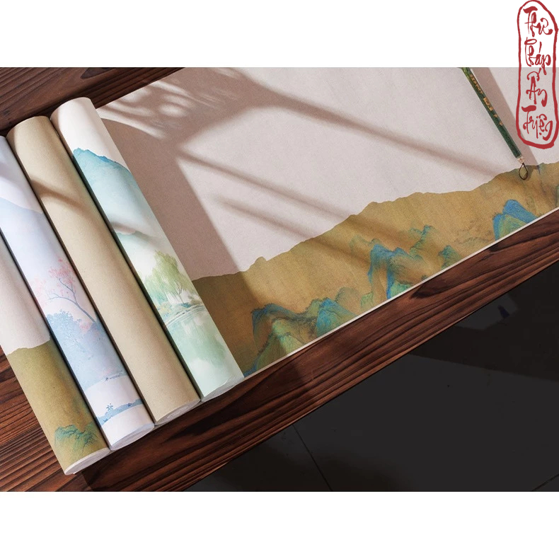 10m Giấy Xuyến Chỉ Phủ Sáp Sơn Thủy Như Mộng Kẻ Ô Luyện Viết Thư Pháp Hán Việt - Hình ảnh 4