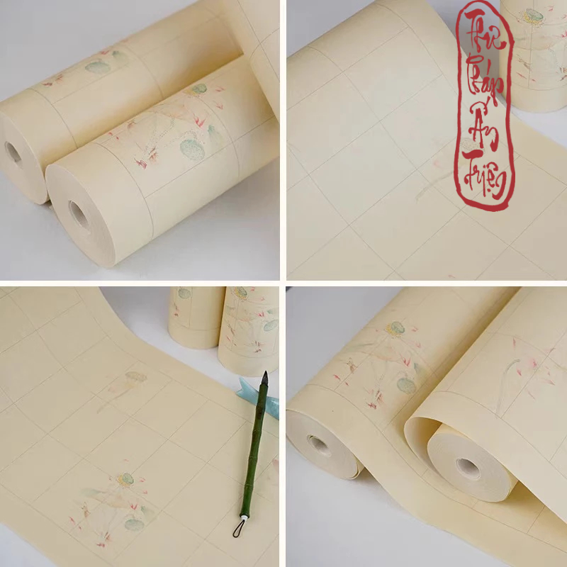 10 Mét Giấy Xuyến Chỉ Kẻ Ô Hoa Sen Luyện Chữ Thư Pháp Phù Hợp Viết Thể Chữ Triện Thư - Hình ảnh 5