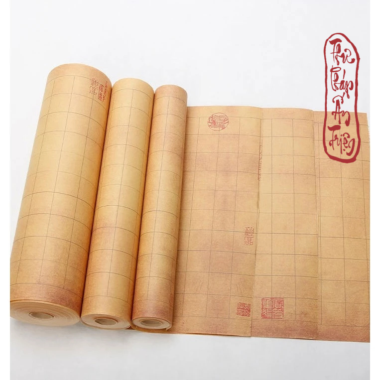 10 Mét Giấy Xuyến Chỉ Kẻ Ô Ấn Chương Đồ Lan Đình Tự Luyện Chữ Thư Pháp Hán Việt - Hình ảnh 4