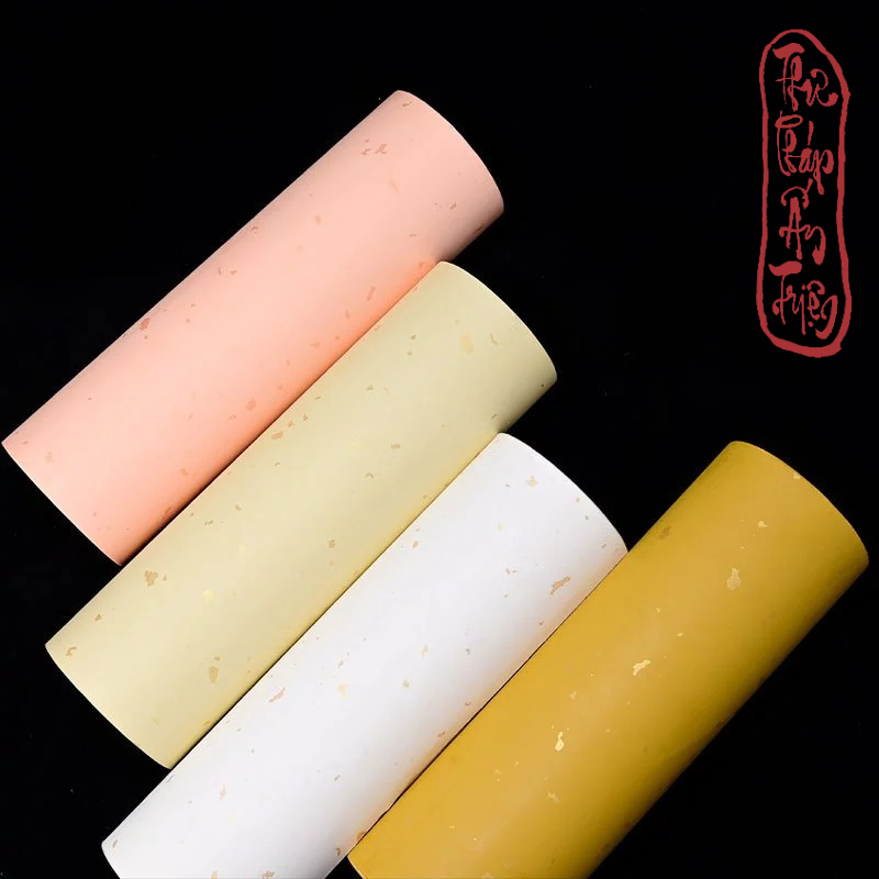 20mét Giấy Xuyến Chỉ Nhuộm Sáp Viết Thư Pháp Hán Việt Rắc Nhũ Vàng Bán Sinh Bán Thục Xuyến - Hình ảnh 7