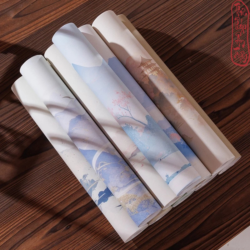 10m Giấy Xuyến Chỉ Phủ Sáp Sơn Thủy Như Mộng Kẻ Ô Luyện Viết Thư Pháp Hán Việt - Hình ảnh 6