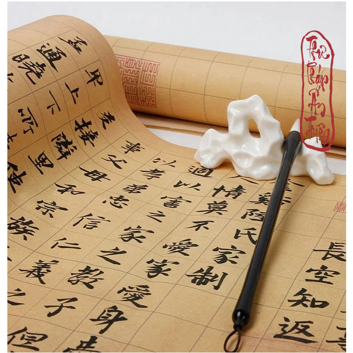 10 Mét Giấy Xuyến Chỉ Kẻ Ô Ấn Chương Đồ Lan Đình Tự Luyện Chữ Thư Pháp Hán Việt - Hình ảnh 2
