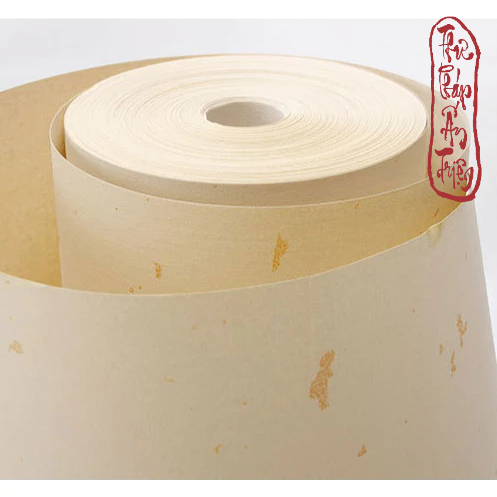 20mét Giấy Xuyến Chỉ Nhuộm Sáp Viết Thư Pháp Hán Việt Rắc Nhũ Vàng Bán Sinh Bán Thục Xuyến - Hình ảnh 4