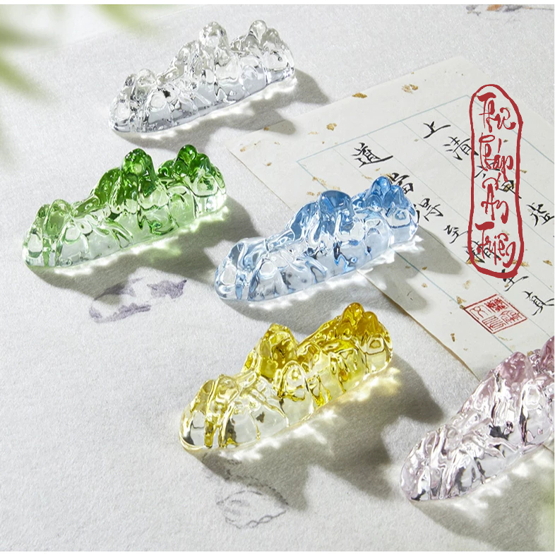 Gác Bút Thủy Tinh Lưu Ly Thiên Lí Giang Sơn - Gác Bút Chặn Giấy Thư Pháp Chất Liệu Thủy Tinh Chịu Lực - Hình ảnh 3
