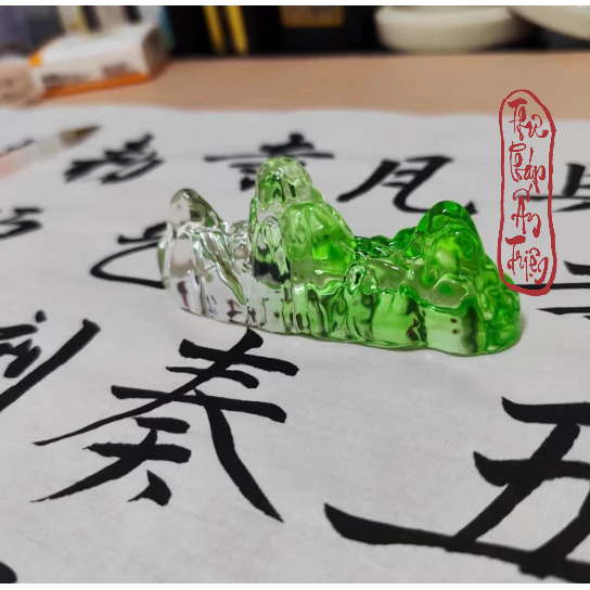 Gác Bút Thủy Tinh Lưu Ly Thiên Lí Giang Sơn - Gác Bút Chặn Giấy Thư Pháp Chất Liệu Thủy Tinh Chịu Lực - Hình ảnh 5