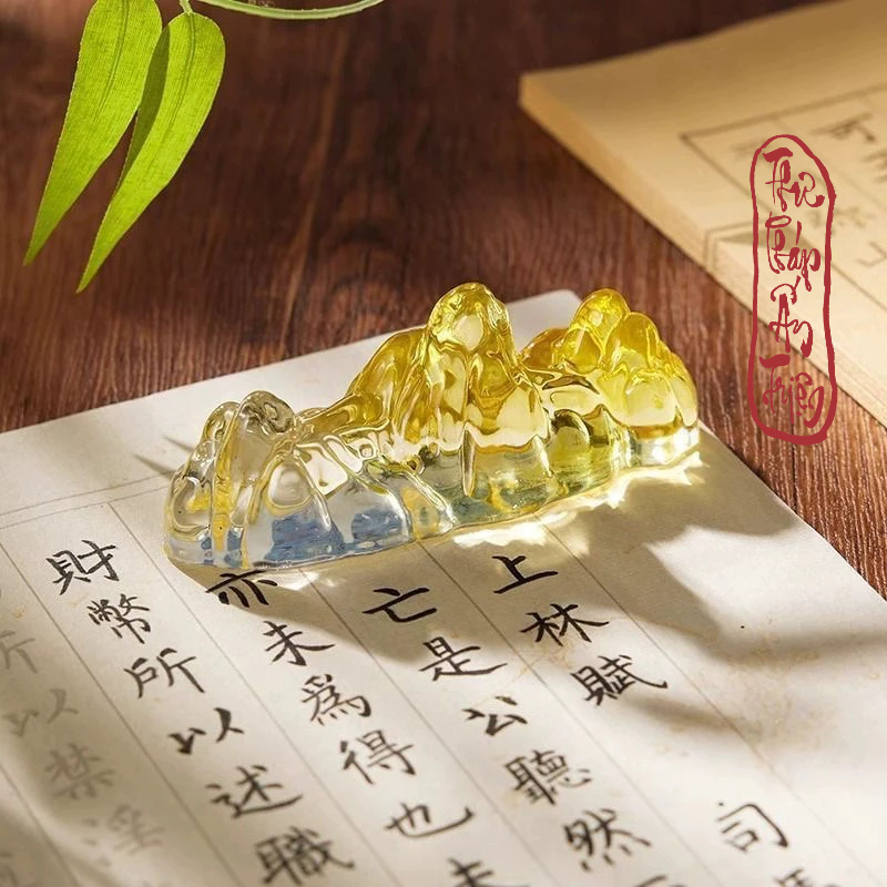 Gác Bút Thủy Tinh Lưu Ly Thiên Lí Giang Sơn - Gác Bút Chặn Giấy Thư Pháp Chất Liệu Thủy Tinh Chịu Lực - Hình ảnh 9