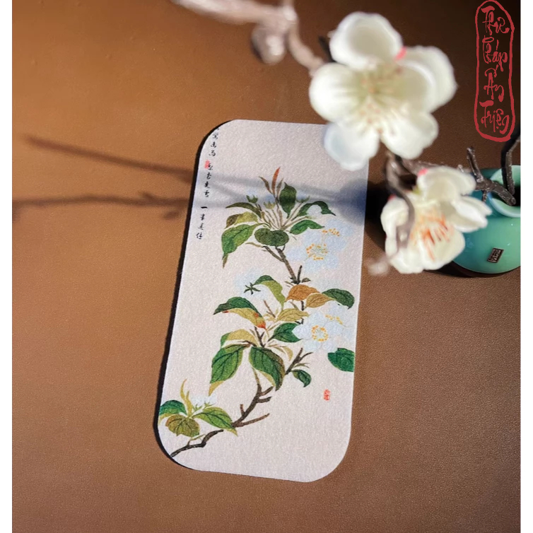 Thảm lót viết thư pháp mini in nền hoa lá 13.5x24.5cm - Thảm nỉ luyện viết chữ vẽ tranh thủy mặc - Hình ảnh 7