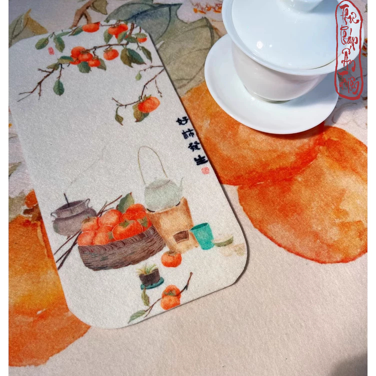 Thảm lót viết thư pháp mini in nền hoa lá 13.5x24.5cm - Thảm nỉ luyện viết chữ vẽ tranh thủy mặc - Hình ảnh 6