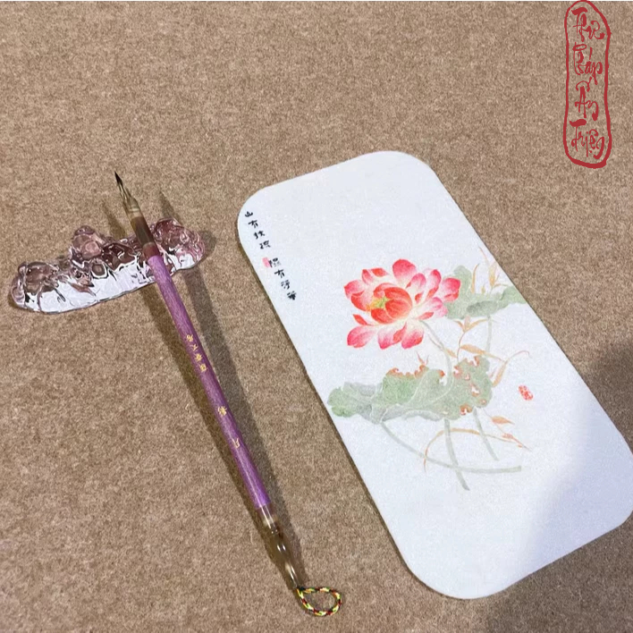 Thảm lót viết thư pháp mini in nền hoa lá 13.5x24.5cm - Thảm nỉ luyện viết chữ vẽ tranh thủy mặc - Hình ảnh 8