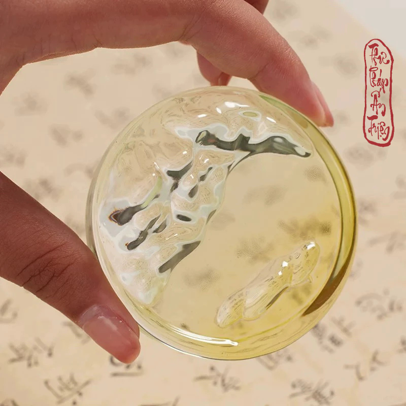 Nghiên Mực Thủy Tinh Lưu Ly Thiên Lý Giang Sơn - Nghiên Mực Kèm Gác Bút Pha Lê Nhiều Màu Sắc - Hình ảnh 8