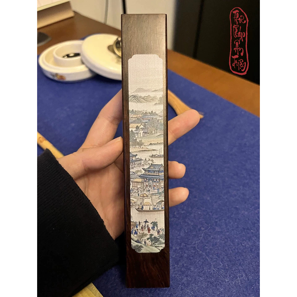 Chặn Giấy Gỗ Cẩm Thị Bách Hoạ Đồ Chặn Thước Kẻ Văn Phòng Tứ Bảo Viết Thư Pháp Decor Bàn Luyện Chữ - Hình ảnh 5