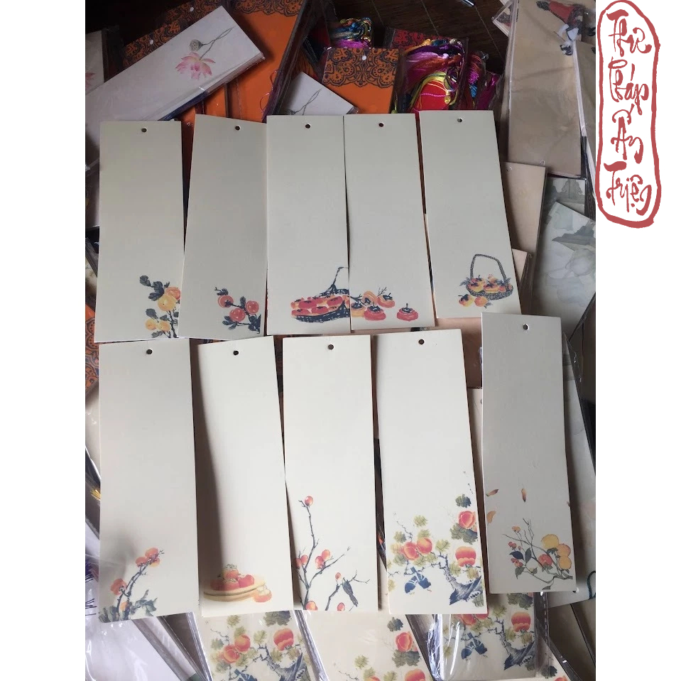 10 tờ liễn mini thiếp cứng in thủy mặc viết chữ vẽ tranh treo trang trí làm bookmark - Hình ảnh 6