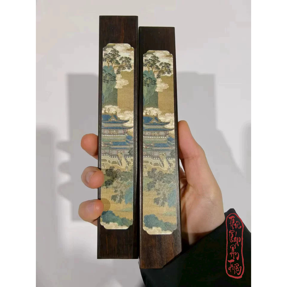 Chặn Giấy Gỗ Cẩm Thị Bách Hoạ Đồ Chặn Thước Kẻ Văn Phòng Tứ Bảo Viết Thư Pháp Decor Bàn Luyện Chữ - Hình ảnh 3