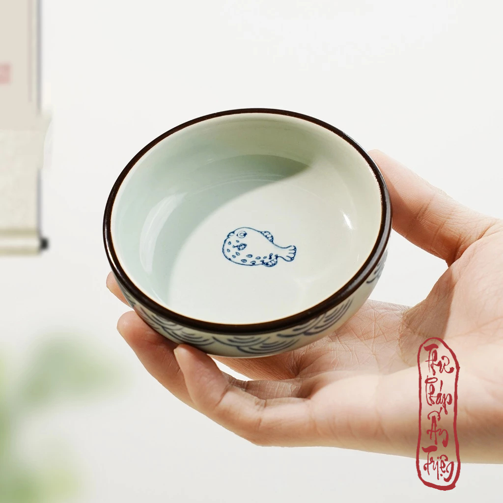 Ang đựng nước rửa bút lông thư pháp, bát sứ, chậu mực bồn sứ rửa bút nghiên thư pháp chuyên dụng - Hình ảnh 3