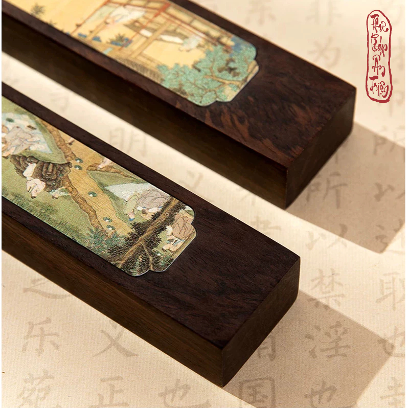 Chặn Giấy Gỗ Cẩm Thị Bách Hoạ Đồ Chặn Thước Kẻ Văn Phòng Tứ Bảo Viết Thư Pháp Decor Bàn Luyện Chữ - Hình ảnh 8